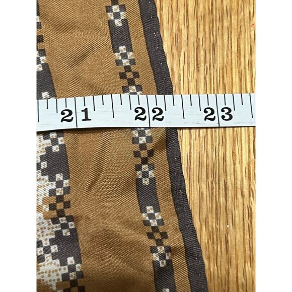VTG Diane Von Furstenburg Silk Square Scarf Tan Plaid MCM Preppy Twee Retro - Picture 5 of 6